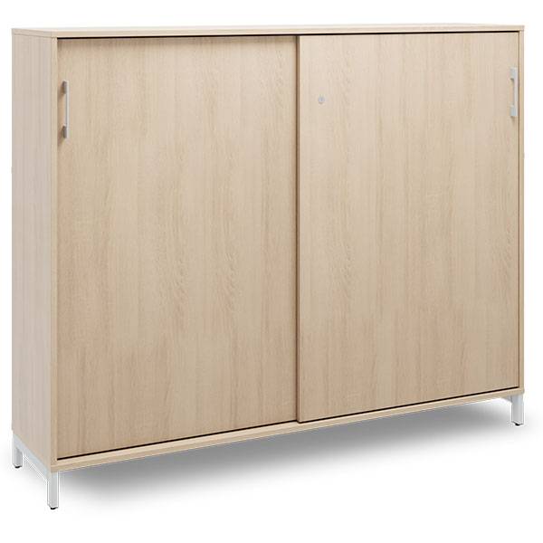 Office kontorskab med skyded&oslash;r 1275x1600mm eg med alugr&aring;t stel
