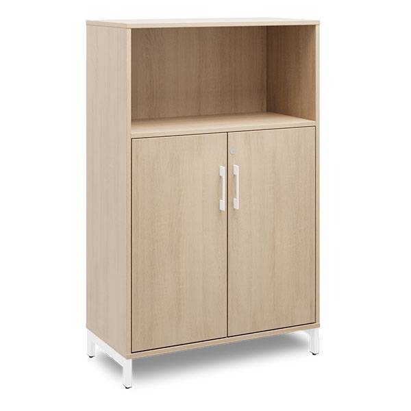 Office kontorskab med &aring;ben hylde 1275x800mm eg med hvidt stel