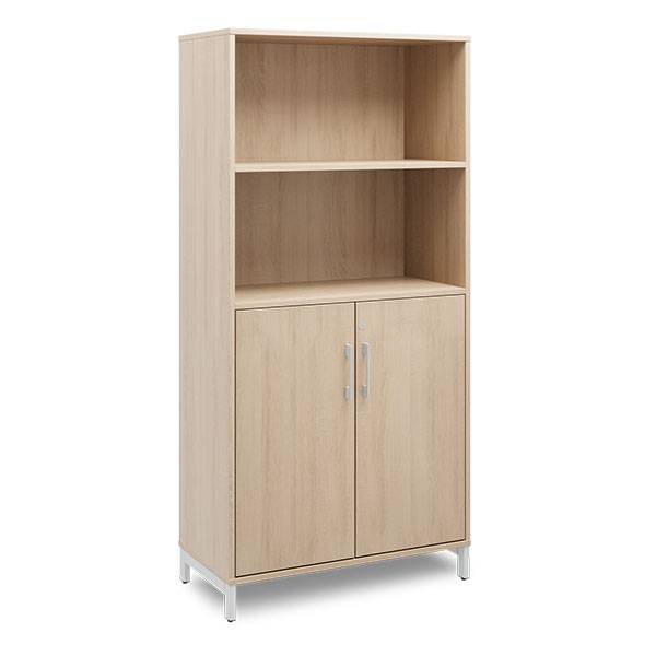 Office kontorskab med &aring;bne hylder 1660x800mm eg med alugr&aring;t stel