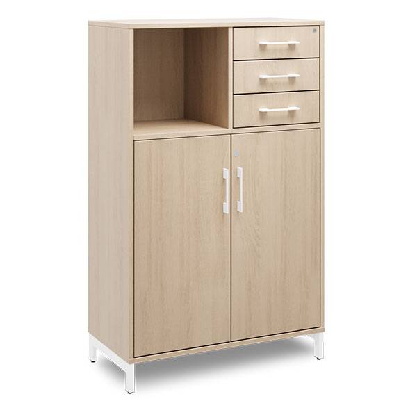 Office kontorskab med skuffer 1275x800mm eg med hvidt stel