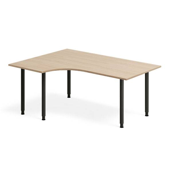 Office skrivebord venstrevendt 160x120cm eg laminat med sort stel