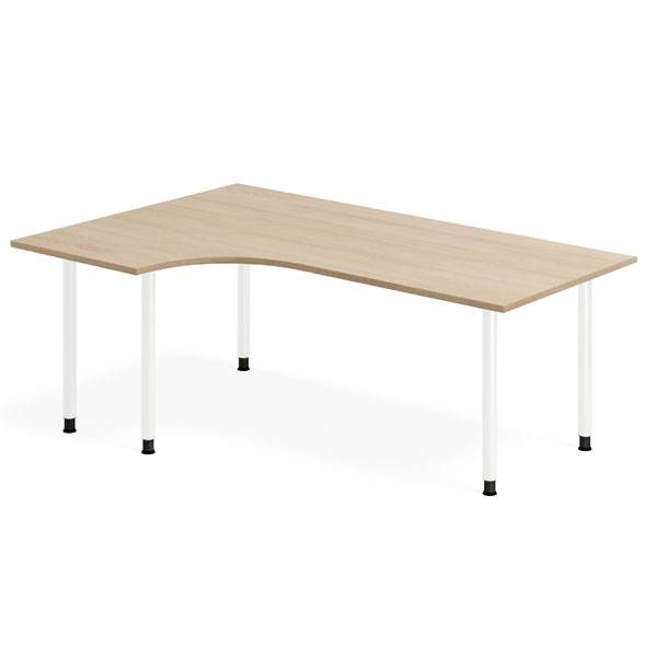 Office skrivebord venstrevendt 180x120cm eg laminat p&aring; hvidt stel