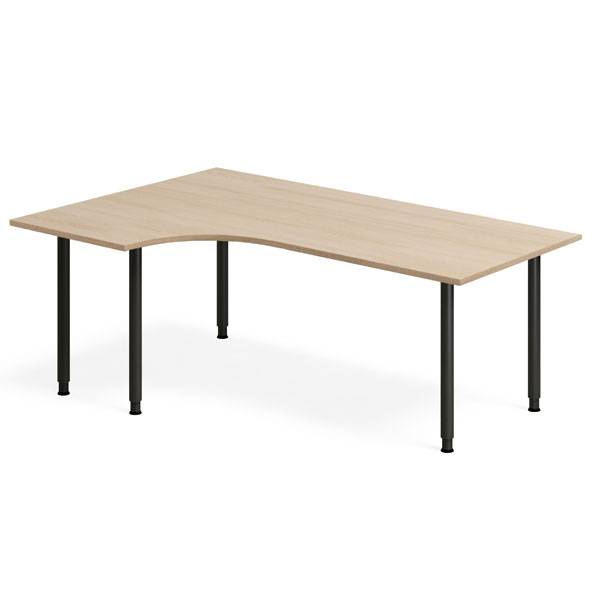 Office skrivebord venstrevendt 180x120cm eg laminat med sort stel