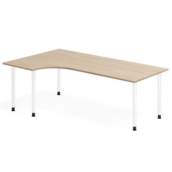 Office skrivebord venstrevendt 200x120cm eg laminat p&aring; hvidt stel