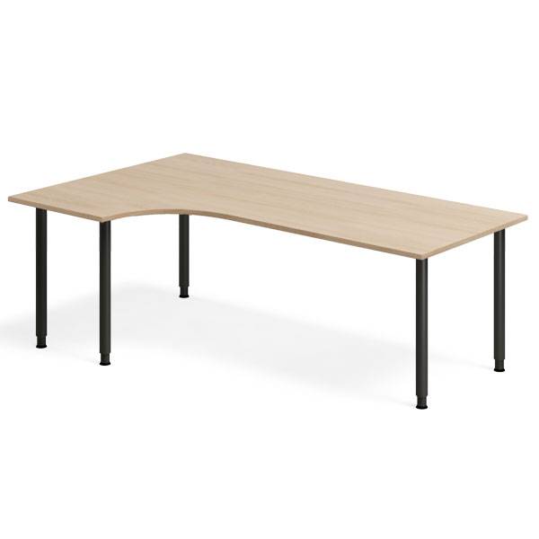 Office skrivebord venstrevendt 200x120cm eg laminat med sort stel