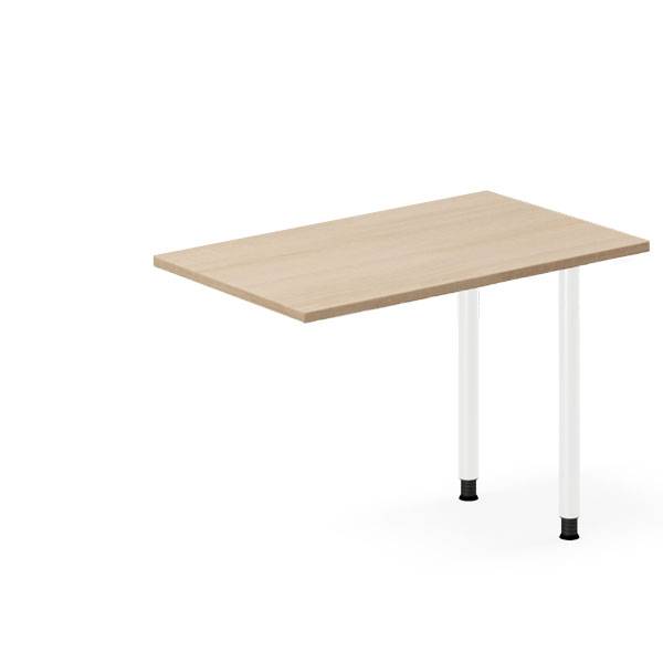 Office skrivebord tilbyg 100x60cm eg laminat med hvidt stel 