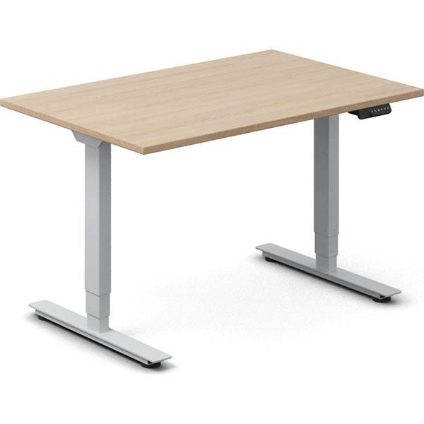 Office h&aelig;ve-s&aelig;nkebord 120x80cm eg laminat med s&oslash;lv stel