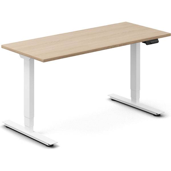Office h&aelig;ve-s&aelig;nkebord 140x60cm eg laminat med hvidt stel