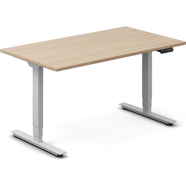 Office h&aelig;ve-s&aelig;nkebord 140x80cm eg laminat med s&oslash;lv stel