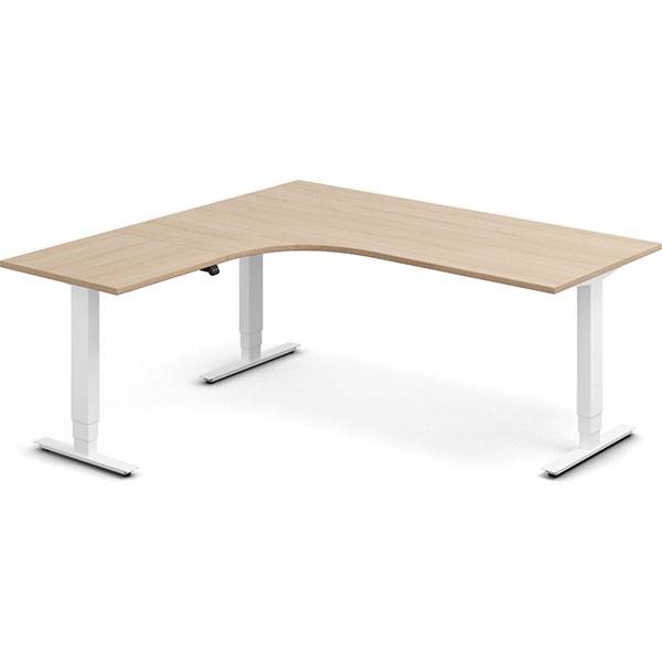 Office h&aelig;ve-s&aelig;nkebord venstrevendt 180x180cm eg med hvidt stel