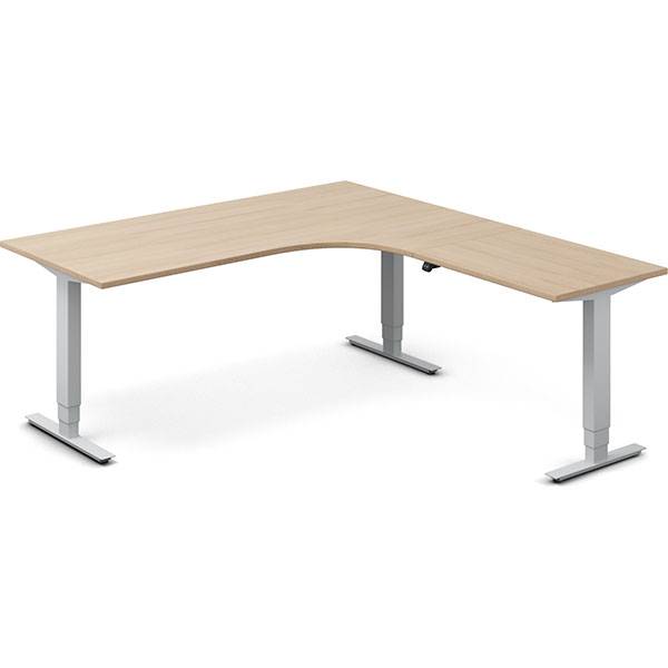 Office h&aelig;ve-s&aelig;nkebord h&oslash;jrevendt 180x200cm eg med s&oslash;lv stel