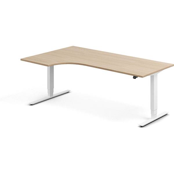 Office h&aelig;ve-s&aelig;nkebord venstrevendt 200x120cm eg med hvidt stel