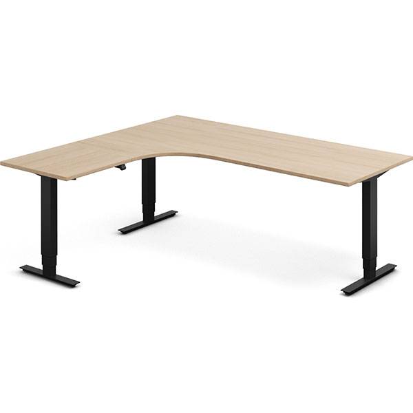 Office h&aelig;ve-s&aelig;nkebord venstrevendt 200x180cm eg med sort stel