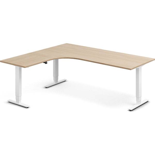 Office h&aelig;ve-bord venstrevendt 200x180cm eg med hvidt stel