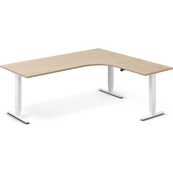 Office h&aelig;ve-s&aelig;nkebord h&oslash;jrevendt 200x180cm eg med hvidt stel