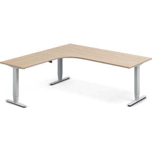 Office h&aelig;ve-s&aelig;nkebord venstrevendt 200x200cm eg med s&oslash;lv stel