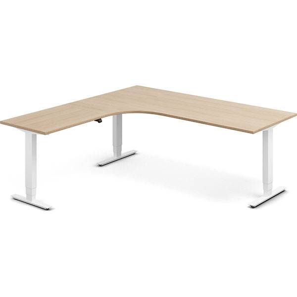 Office h&aelig;ve-s&aelig;nkebord venstrevendt 200x200cm eg med hvidt stel