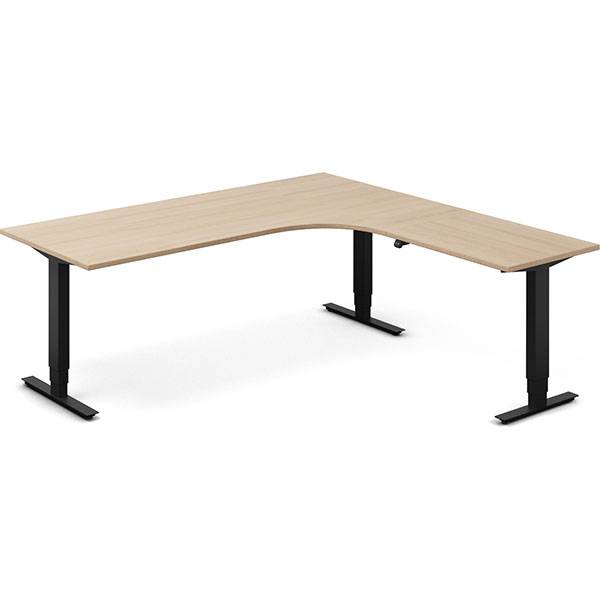 Office h&aelig;ve-s&aelig;nkebord venstrevendt 200x200cm eg med sort stel
