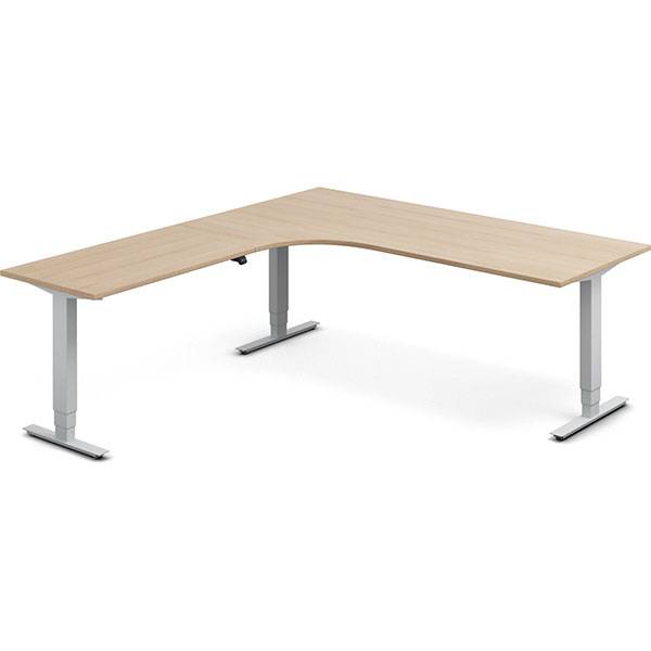 Office h&aelig;ve-s&aelig;nkebord venstrevendt 200x220cm eg med s&oslash;lv stel