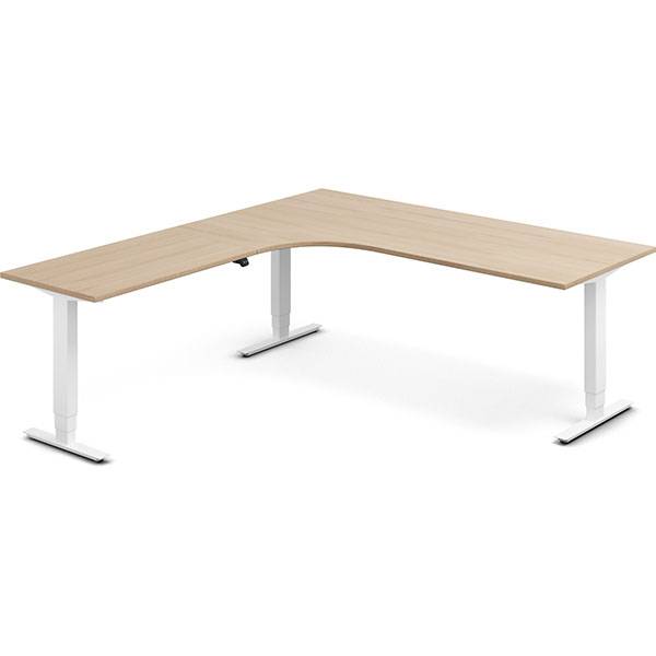 Office h&aelig;ve-s&aelig;nkebord venstrevendt 200x220cm eg med hvidt stel