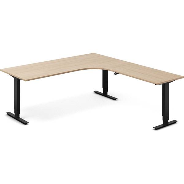 Office h&aelig;ve-s&aelig;nkebord venstrevendt 200x220cm eg med sort stel