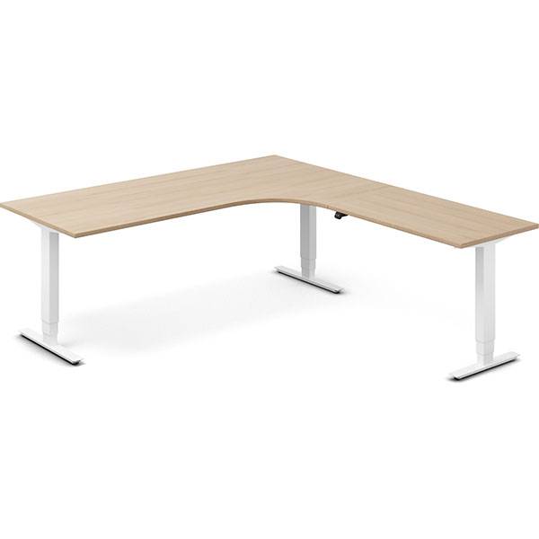 Office h&aelig;ve-s&aelig;nkebord h&oslash;jrevendt 200x220cm eg med hvidt stel