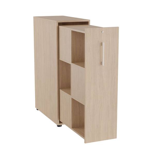 Office Towerskab 120x40cm med seks rum eg med hvidt greb