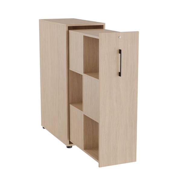 Office Towerskab 120x40cm med seks rum eg med sort greb