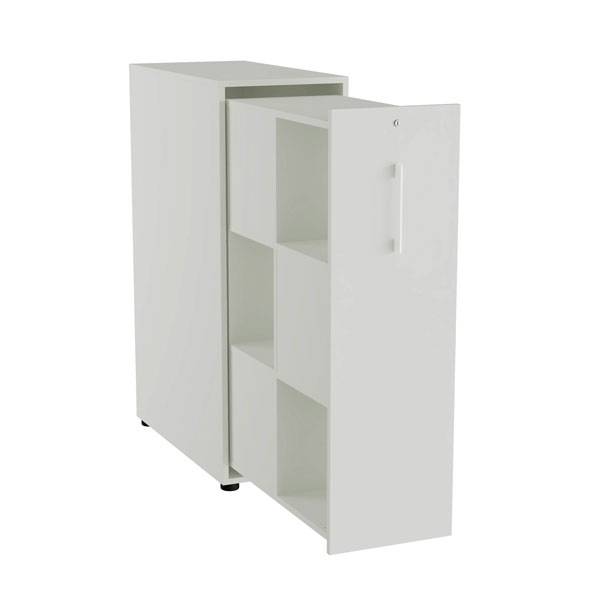 Office Towerskab 120x40cm med seks rum lys gr&aring; med hvidt greb