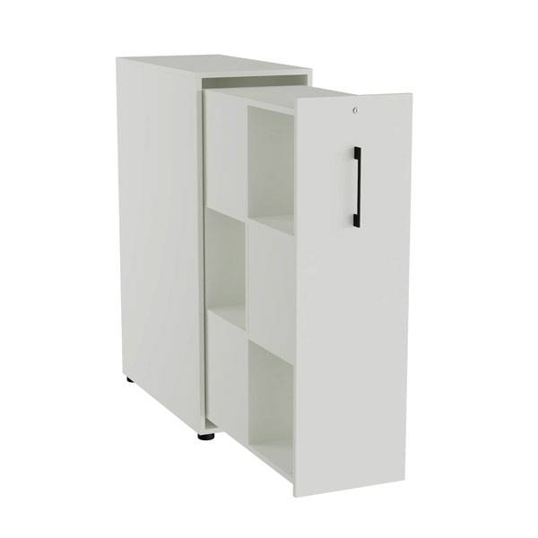 Office Towerskab 120x40cm med seks rum lys gr&aring; med sort greb