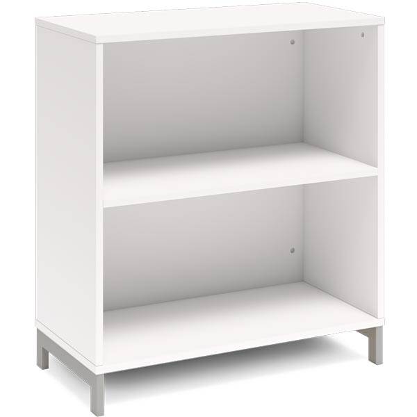 Office bogreol 890x800x400mm hvid med alugr&aring; benramme