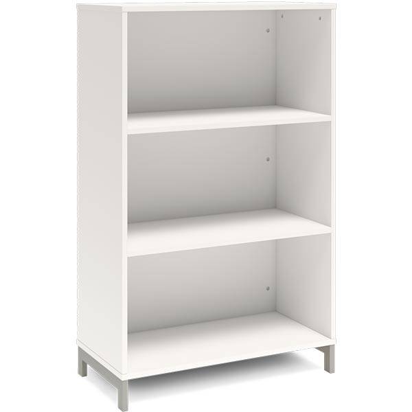 Office bogreol 1275x800x400mm hvid med alugr&aring; benramme