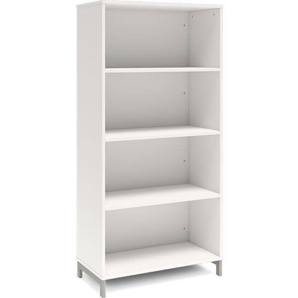 Office bogreol 1660x800x400mm hvid med alugr&aring; benramme