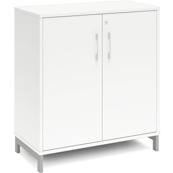 Office kontorskab 890x800mm hvid med alugråt stel