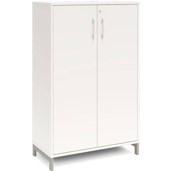 Office kontorskab 1275x800x400mm hvid med alugr&aring; benramme