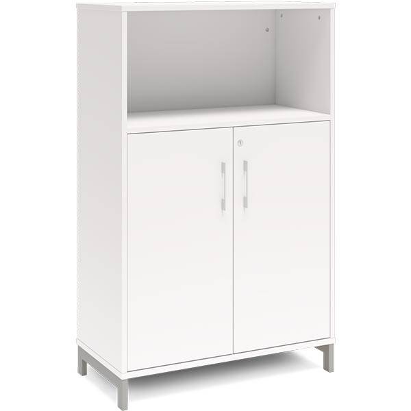 Office kontorskab 1275x800mm hvid med alugr&aring;t stel