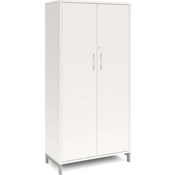 Office kontorskab med 4 hylder 1660x800mm hvid med alugr&aring;t stel