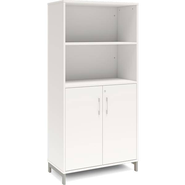 Office kontorskab 1660x800mm hvid med alugr&aring;t stel