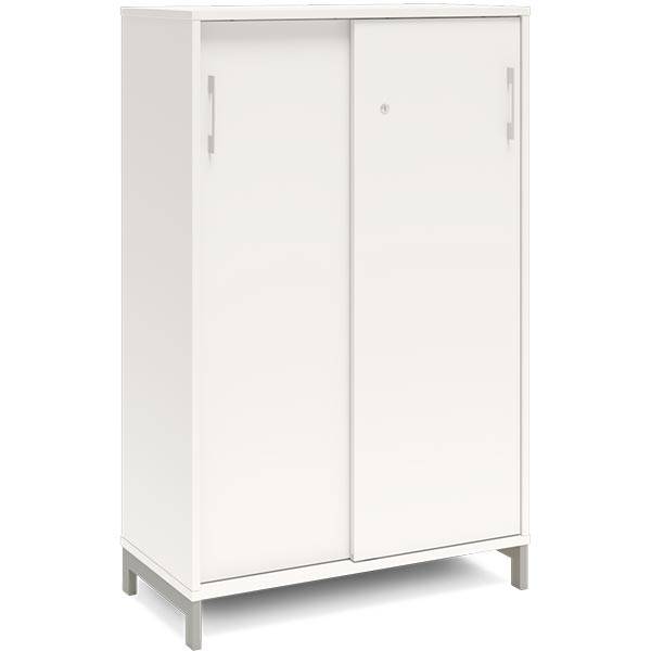 Office kontorskab med skydedør 1275x800mm hvid med alugråt stel