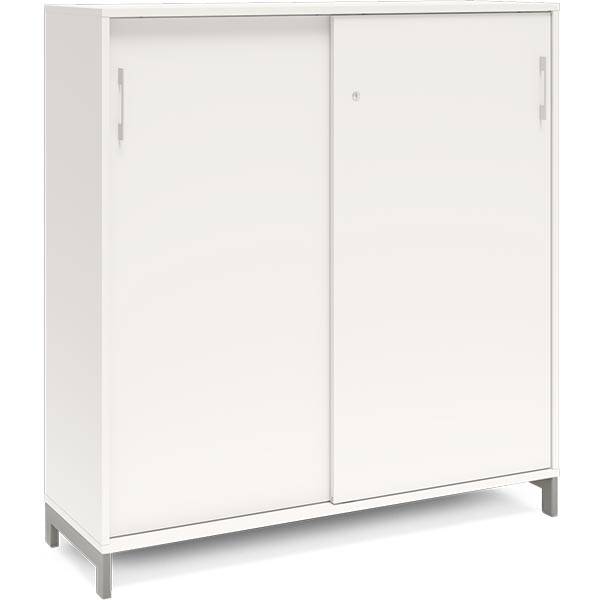 Office kontorskab med skyded&oslash;r 1275x1200mm hvid med alugr&aring;t stel