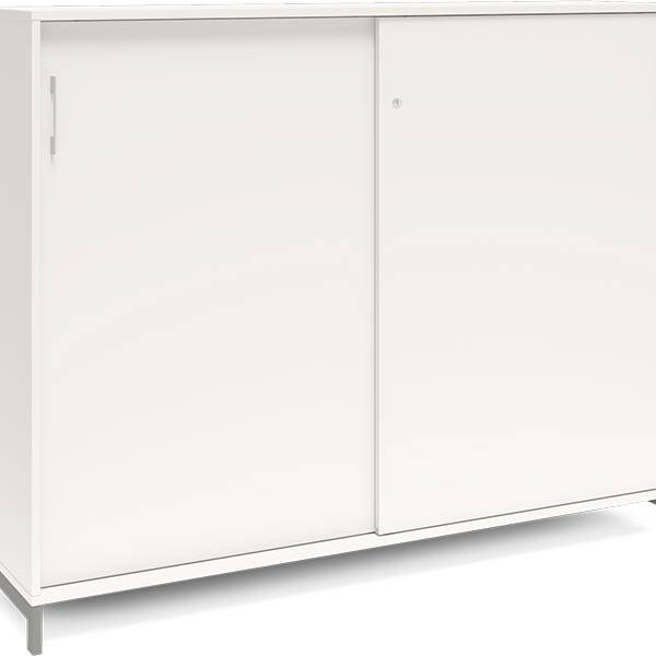 Office kontorskab med skyded&oslash;r 1275x1600mm hvid med alugr&aring;t stel