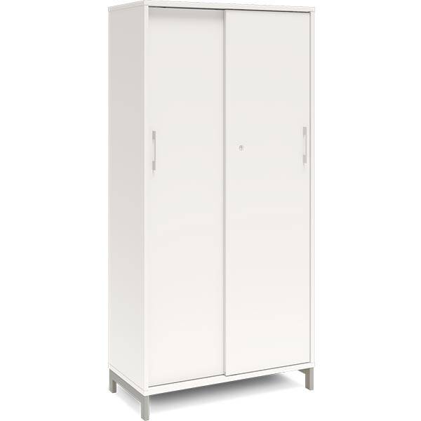 Office kontorskab med skydedør 1660x800mm hvid med alugråt stel