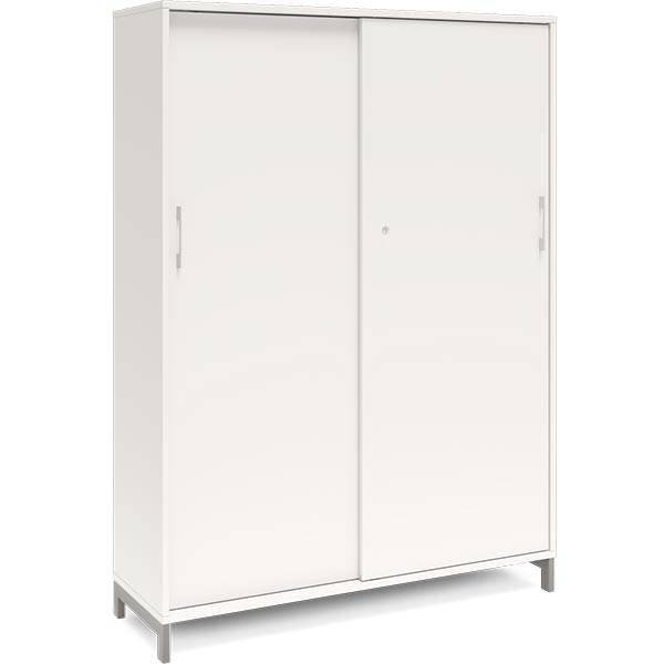 Office kontorskab med skyded&oslash;r 1660x1200mm hvid med alugr&aring;t stel