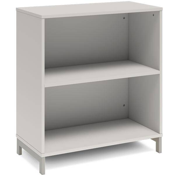 Office bogreol 890x800x400mm lys grå med alugrå benramme