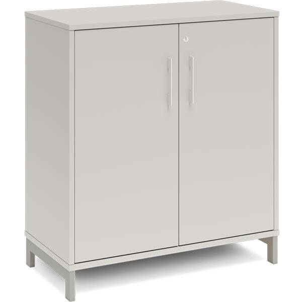 Office kontorskab 890x800mm lys gr&aring; med alugr&aring;t stel