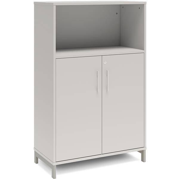  Office kontorskab 1275x800mm lys gr&aring; med alugr&aring;t stel