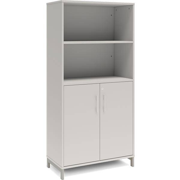 Office kontorskab 1660x800mm lys gr&aring; med alugr&aring;t stel