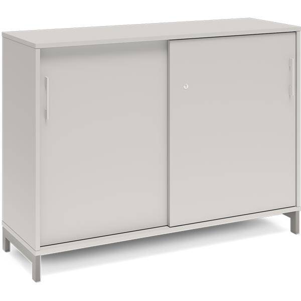 Office kontorskab med skyded&oslash;r 890x1200mm lys gr&aring; med alugr&aring;t stel