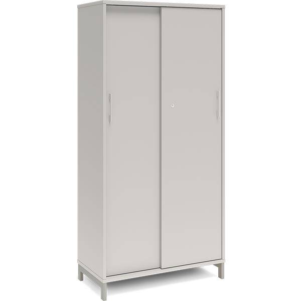 Office kontorskab med skyded&oslash;r 1660x800mm lys gr&aring; med alugr&aring;t stel