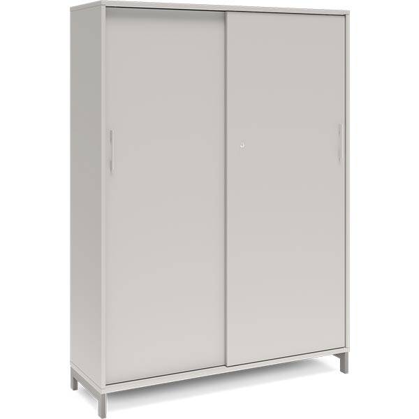 Office kontorskab med skydedør 1660x1200mm lys grå med alugråt stel